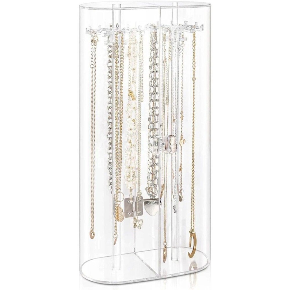 Acrylic Necklace Holder Necklace with 24 Hooks Decorative Storage Jewelry Holder